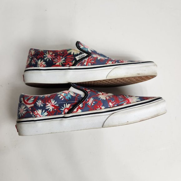 Vans Classic Slip-on Crew Graffiti Floral Red Blue Canvas Shoes Women's Size 10 - Picture 9 of 13